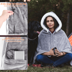 8-Zone Wearable Heated Blanket - 3 Adjustable Heat Levels, 59x31in Soft Flannel, USB-Powered Portable Design with Pockets