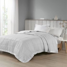 Oversized Down Alternative Blanket with Satin Trim Grey King