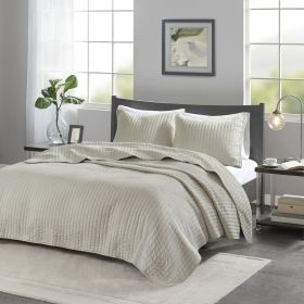 2 Piece Quilt Set Cream Twin/Twin XL