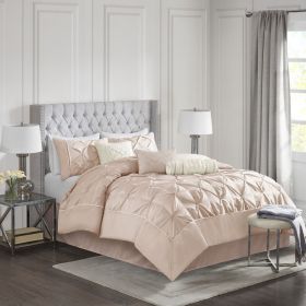 7 Piece Tufted Comforter Set Blush Cal King