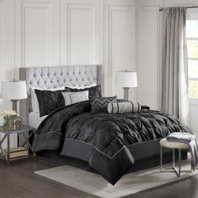 7 Piece Tufted Comforter Set Black Cal King