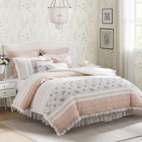 9 Piece Cotton Percale Comforter Set Blush Queen