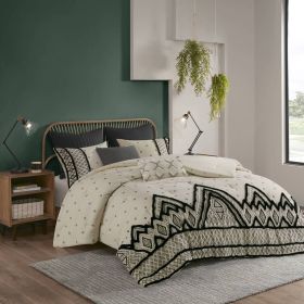 3 Piece Cotton and Flax Linen Blend Comforter Set Natural King/Cal King