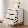 Modern High Nightstand 65.5 Cm with 3 Drawers Elegant Bedroom Furniture Storage Solution
