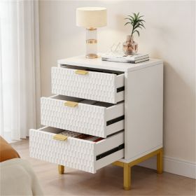 Modern High Nightstand 65.5 Cm with 3 Drawers Elegant Bedroom Furniture Storage Solution