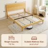 Queen Size Bamboo Platform Bed Frame with Headboard and 12 Poplar Slats, No Box Spring Needed, Easy Assembly, Natural