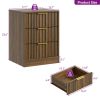 Nordic minimalist ruffled design bedside table with three drawers for large capacity storage. Golden handles for a luxurious look. Bedroom bedside sto