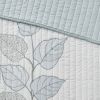 6 Piece Embroidered Quilt Set with Throw Pillows Blue Full/Queen