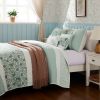 6 Piece Cotton Percale Quilt Set with Throw Pillows Aqua King/Cal King