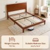 Queen Size Bamboo Platform Bed Frame with Headboard and 12 Poplar Slats, No Box Spring Needed, Easy Assembly, Brown