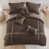 7 Piece Micro Corduroy Comforter Set Brown Queen