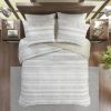 3 Piece Seersucker Quilt Set Taupe/Blue Full/Queen