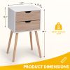 Nightstand with 2 Drawers, Bedside Tables with Solid Wood Legs and Storage, End Table, Side Table, Bedside Furniture for Bedroom, Living Room