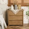 Nightstand with 3 Drawers Wooden Nightstand Country Style Bedroom Furniture