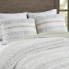 3 Piece Seersucker Quilt Set Taupe/Blue Full/Queen