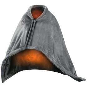 USB Heated Blanket Electric Heated Blanket Heated Poncho Shawl Wrap Throw with Zipper Washable for Home Office 59*31in (size: One Size)