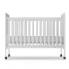4-in-1 Convertible Baby Crib, Wood Full Size Toddler Bed with Locking Wheels, Non-Toxic Finish