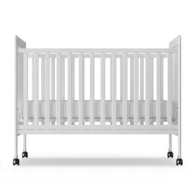 4-in-1 Convertible Baby Crib, Wood Full Size Toddler Bed with Locking Wheels, Non-Toxic Finish (Color: White)