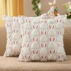 Easter Pillow Covers 20x20 inch Set of 2 Easter Decorations Pink Ears Beige Rabbit Soft Plush Faux Fur Jacquard Throw Pillows for Bedroom Sofa Holiday