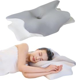 Cervical Memory Foam Pillow – Ergonomic Neck Support for Side, Back & Stomach Sleepers | Odorless Beauty Sleep Pillow for Deep Rest (Color: Light Grey  King Size 24.8"Lx16.9"Wx5.9"H)