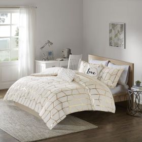 Twin/Twin XL Metallic Printed Comforter Set (Color: as Pic)