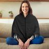 77x24In USB Heated Shawl with Teasel Wearable Heating Blanket Electric Throw Wrap Indoor Outdoor with Zipper 3 Heating Levels Machine Washable for Out