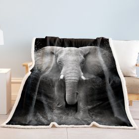 3D Elephant Printed Sherpa Fleece Blanket For Couch Sofa Bed Soft Cozy Fuzzy Black Galaxy Elephant Gifts For Women Adults 130X150cm 150X200cm (Option: 130x150-Gray)